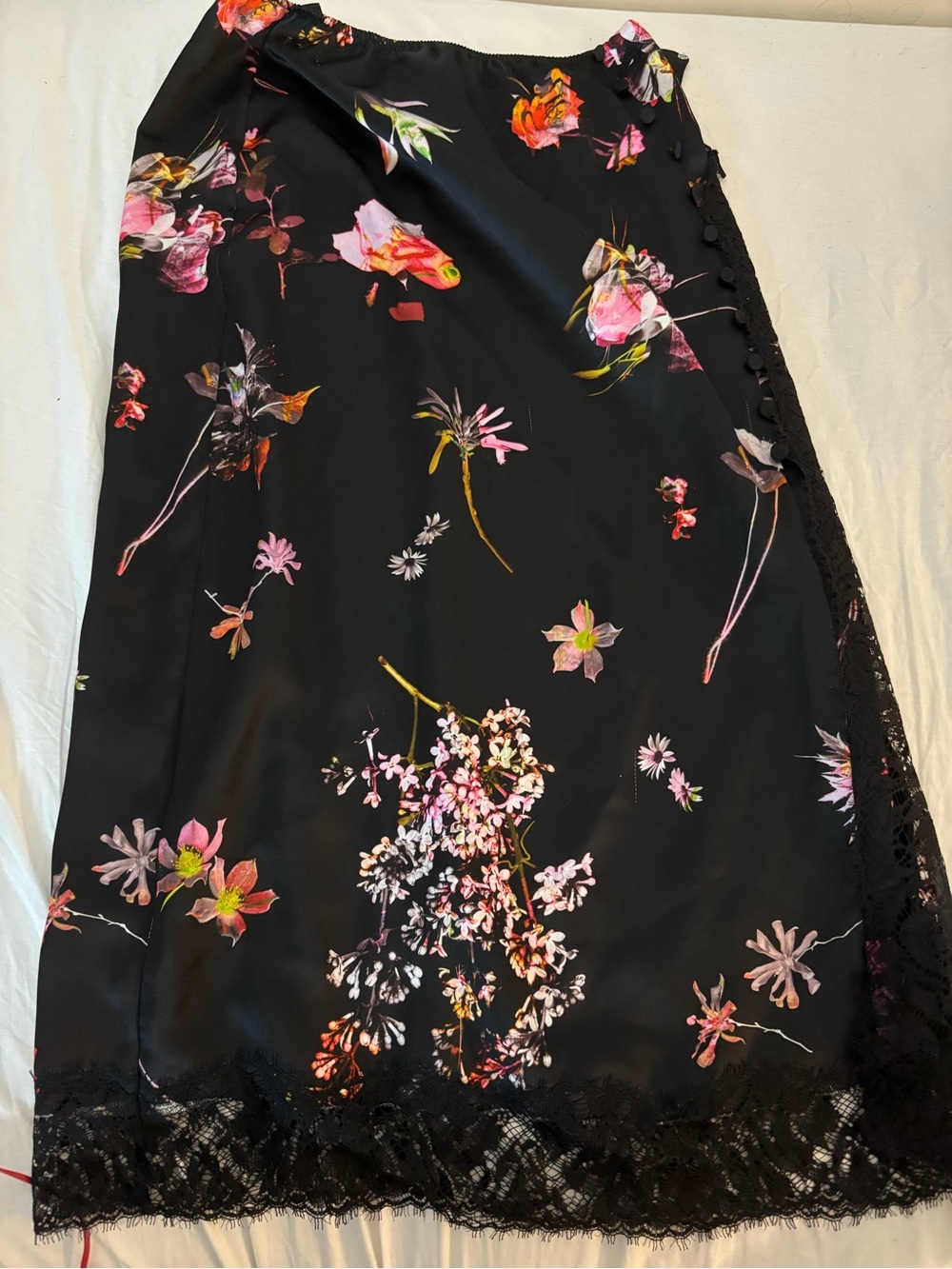 Victoria’s Secret faux silk floral midi skirt